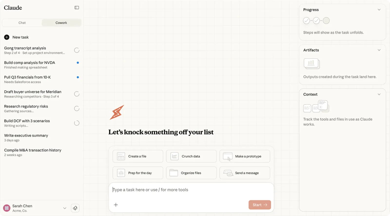 Claude Cowork interface
