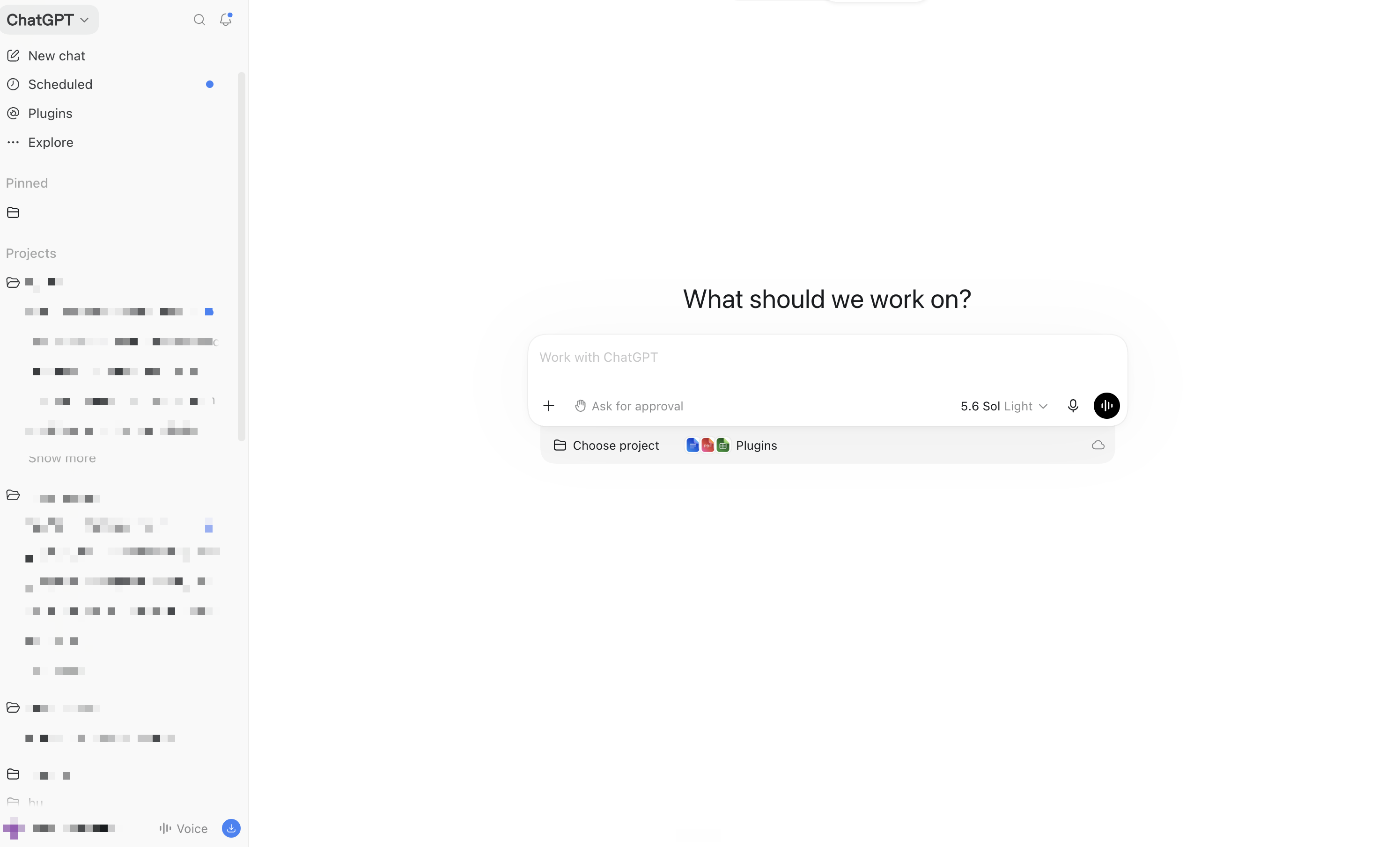 ChatGPT Work interface