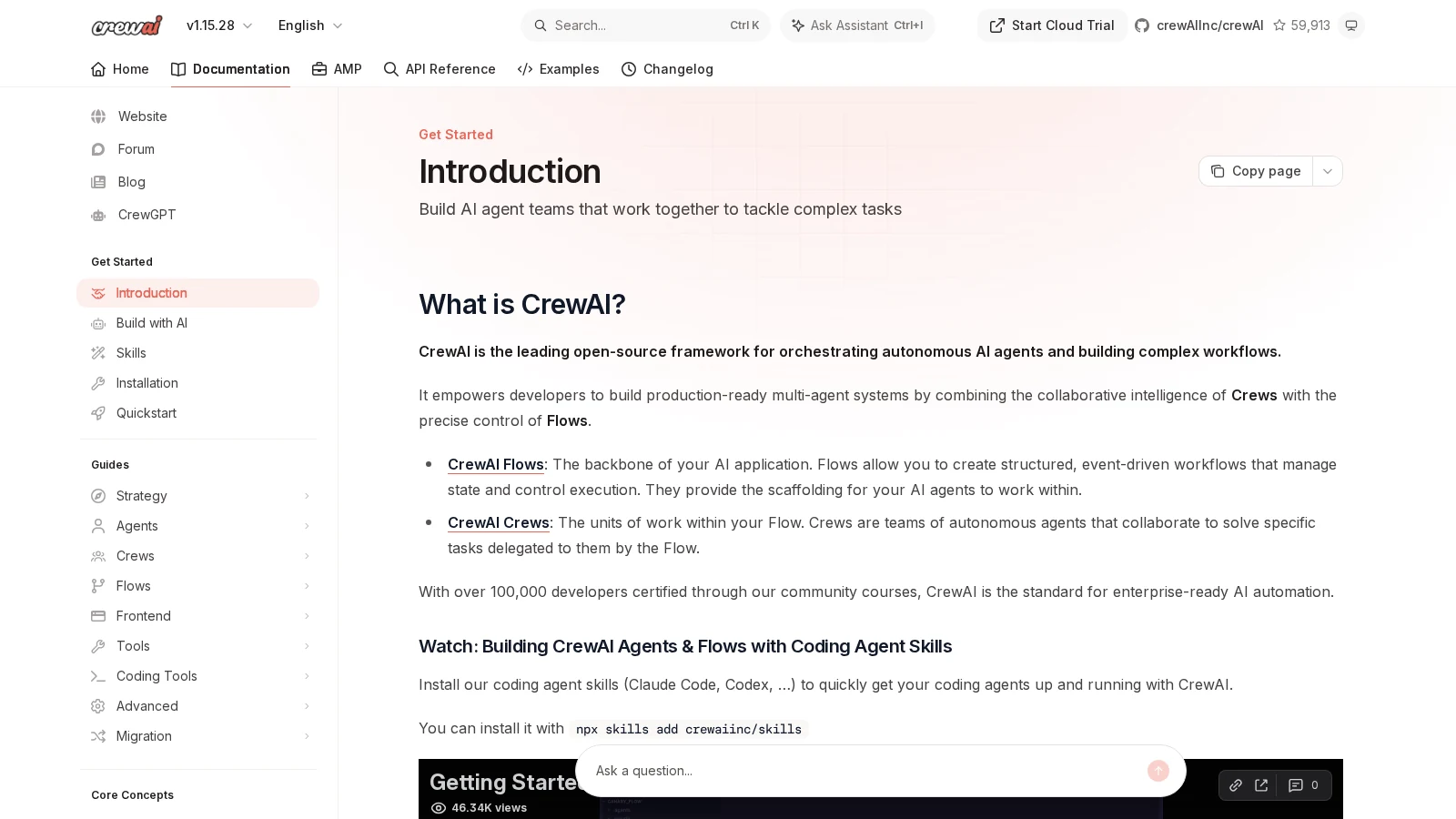 CrewAI open-source multi-agent framework and role-based orchestration interface